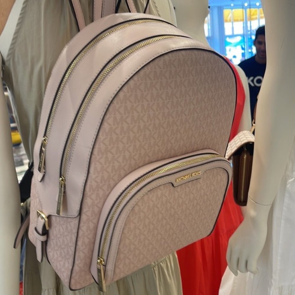 Michael Kors Jaycee Large Zip Pocket Backpack Dark Powder Blush - Picture 16 of 16